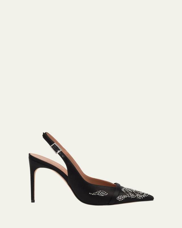 Jazz Embellished Satin Slingback Pumps